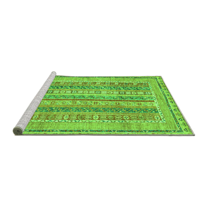 Sideview of Machine Washable Abstract Green Modern Area Rugs, wshabs2491grn