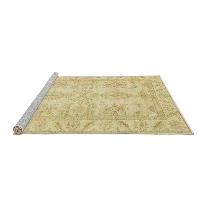 Sideview of Machine Washable Abstract Mustard Yellow Rug, wshabs2492