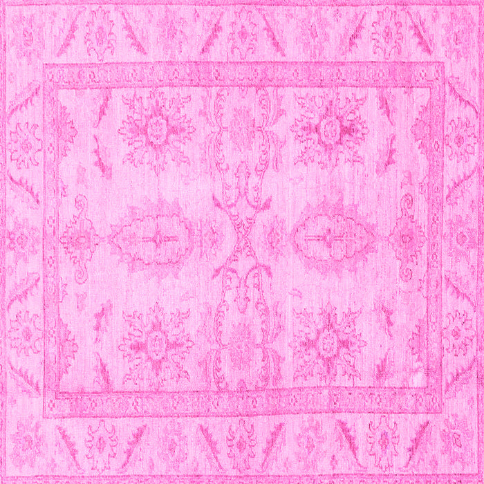 Square Machine Washable Oriental Pink Traditional Rug, wshabs2492pnk