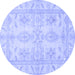 Round Machine Washable Oriental Blue Traditional Rug, wshabs2492blu