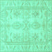 Square Oriental Turquoise Traditional Rug, abs2492turq