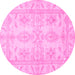 Round Oriental Pink Traditional Rug, abs2492pnk