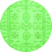 Round Oriental Green Traditional Rug, abs2492grn