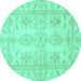 Round Oriental Turquoise Traditional Rug, abs2492turq