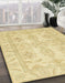 Abstract Mustard Yellow Oriental Rug in Family Room, abs2492