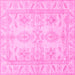 Square Oriental Pink Traditional Rug, abs2492pnk