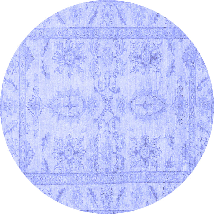 Round Oriental Blue Traditional Rug, abs2492blu
