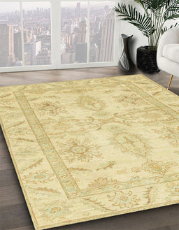 Machine Washable Abstract Mustard Yellow Rug in a Family Room, wshabs2492