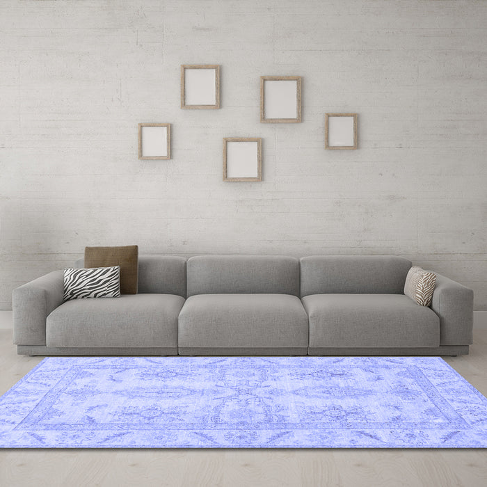 Machine Washable Oriental Blue Traditional Rug in a Living Room, wshabs2492blu