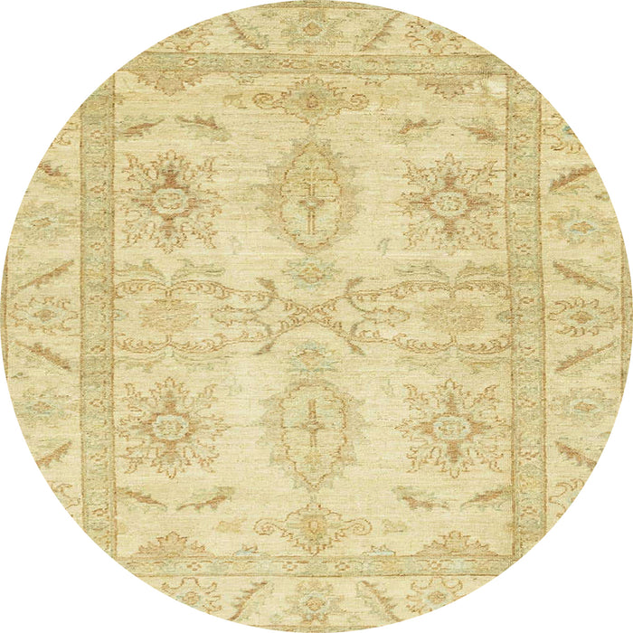 Round Abstract Mustard Yellow Oriental Rug, abs2492
