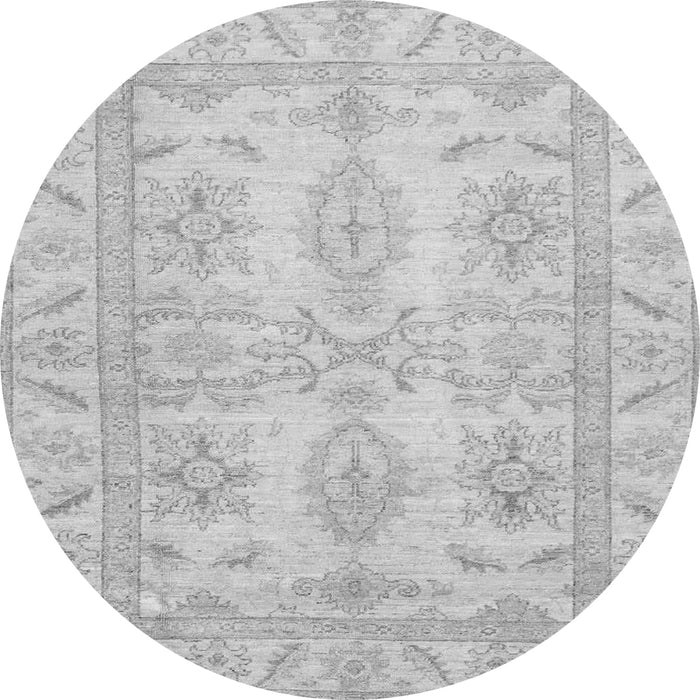 Round Machine Washable Oriental Gray Traditional Rug, wshabs2492gry