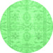 Round Oriental Emerald Green Traditional Rug, abs2492emgrn