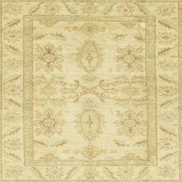 Square Abstract Mustard Yellow Oriental Rug, abs2492