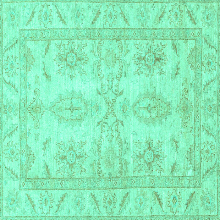 Square Machine Washable Oriental Turquoise Traditional Area Rugs, wshabs2492turq