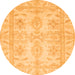 Round Machine Washable Oriental Orange Traditional Area Rugs, wshabs2492org