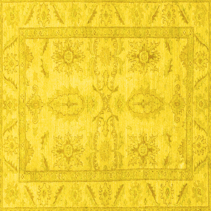 Square Machine Washable Oriental Yellow Traditional Rug, wshabs2492yw