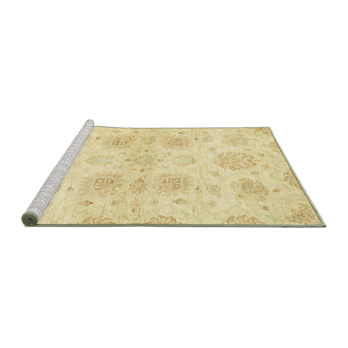 Sideview of Machine Washable Abstract Chrome Gold Yellow Rug, wshabs2493