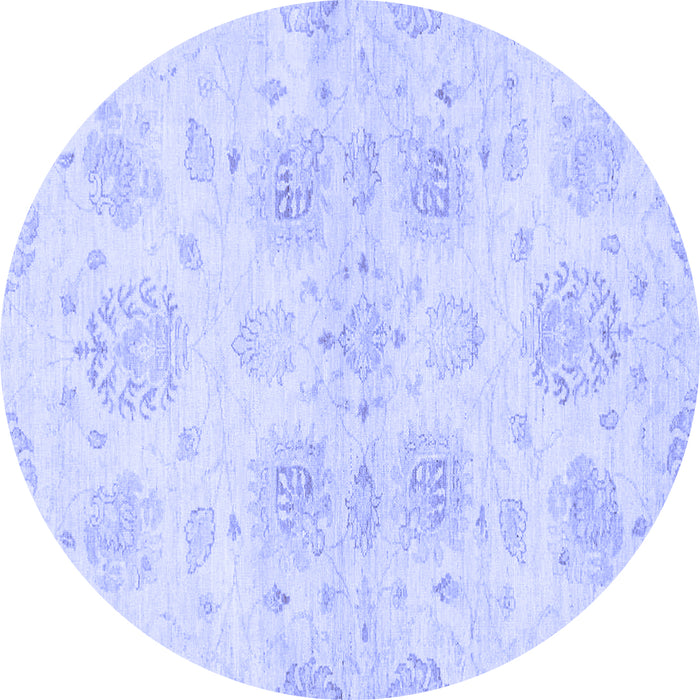 Round Oriental Blue Traditional Rug, abs2493blu