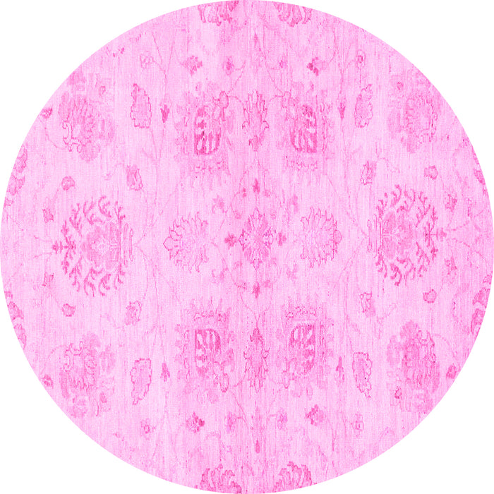 Round Oriental Pink Traditional Rug, abs2493pnk
