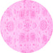 Round Oriental Pink Traditional Rug, abs2493pnk