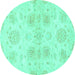 Round Oriental Turquoise Traditional Rug, abs2493turq