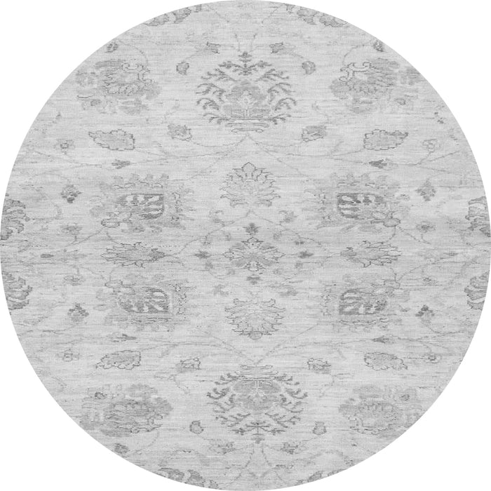 Round Machine Washable Oriental Gray Traditional Rug, wshabs2493gry