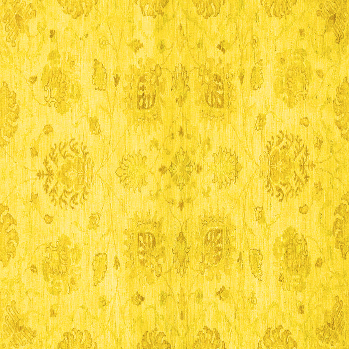 Square Machine Washable Oriental Yellow Traditional Rug, wshabs2493yw