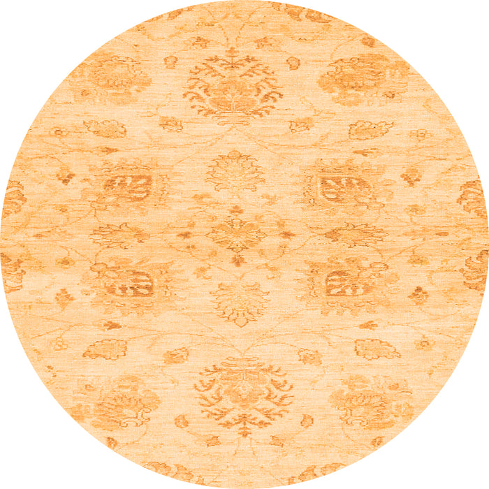 Round Oriental Orange Traditional Rug, abs2493org