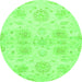 Round Oriental Green Traditional Rug, abs2493grn