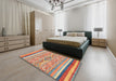 Abstract Red Modern Rug in a Bedroom, abs2494