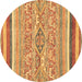 Round Abstract Brown Modern Rug, abs2494brn