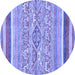 Round Abstract Blue Modern Rug, abs2494blu