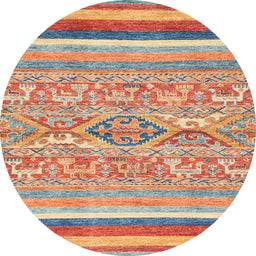 Round Abstract Red Modern Rug, abs2494