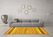 Machine Washable Abstract Yellow Modern Rug in a Living Room, wshabs2494yw