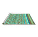 Sideview of Machine Washable Abstract Turquoise Modern Area Rugs, wshabs2494turq