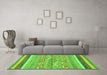 Machine Washable Abstract Green Modern Area Rugs in a Living Room,, wshabs2494grn