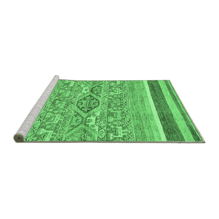 Sideview of Machine Washable Abstract Emerald Green Modern Area Rugs, wshabs2494emgrn