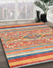 Abstract Red Modern Rug in Family Room, abs2494