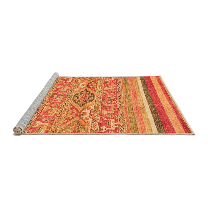 Sideview of Machine Washable Abstract Orange Modern Area Rugs, wshabs2494org