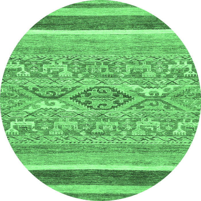 Round Abstract Emerald Green Modern Rug, abs2494emgrn