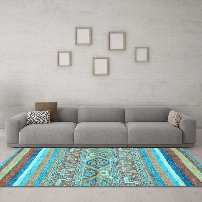 Machine Washable Abstract Light Blue Modern Rug in a Living Room, wshabs2494lblu