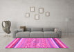 Machine Washable Abstract Pink Modern Rug in a Living Room, wshabs2494pnk