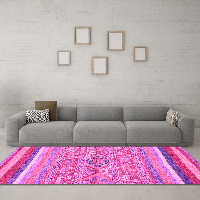 Machine Washable Abstract Pink Modern Rug in a Living Room, wshabs2494pnk