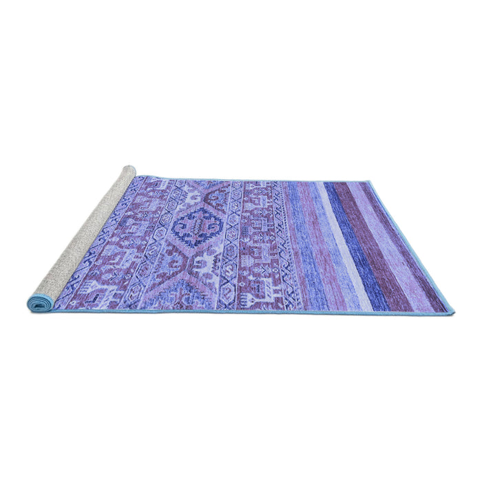 Sideview of Machine Washable Abstract Blue Modern Rug, wshabs2494blu