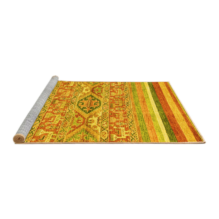 Sideview of Machine Washable Abstract Yellow Modern Rug, wshabs2494yw