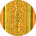 Round Machine Washable Abstract Yellow Modern Rug, wshabs2494yw