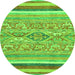 Round Machine Washable Abstract Green Modern Area Rugs, wshabs2494grn