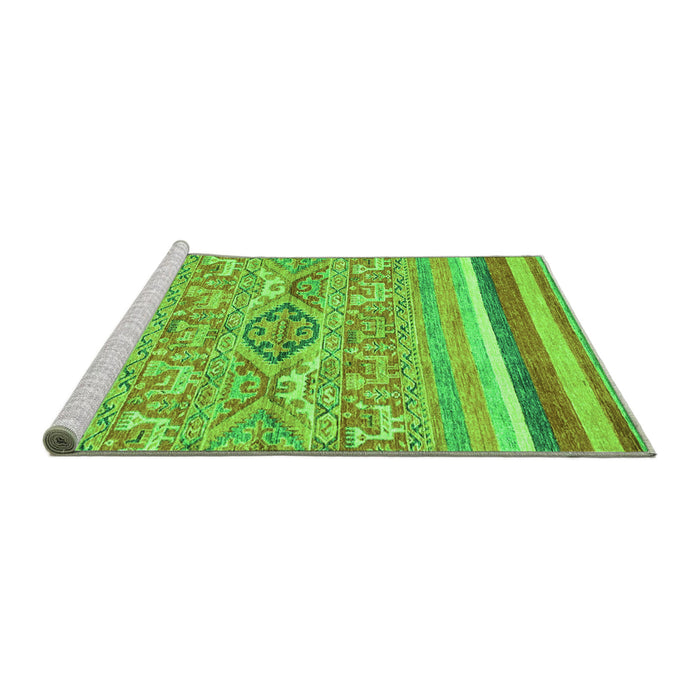 Sideview of Machine Washable Abstract Green Modern Area Rugs, wshabs2494grn