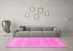 Machine Washable Oriental Pink Traditional Rug in a Living Room, wshabs2495pnk