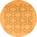 Round Machine Washable Oriental Orange Traditional Area Rugs, wshabs2495org